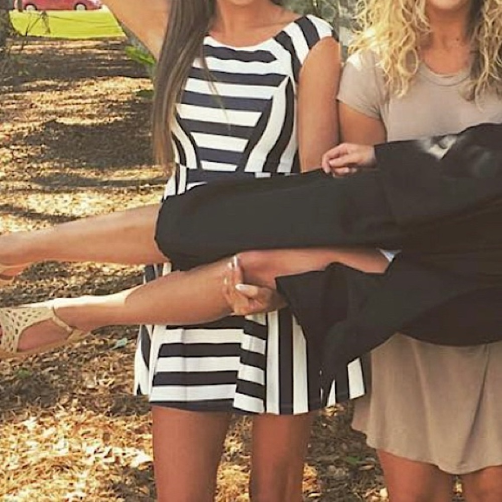 XS Xenia Boutique Navy and White Dress